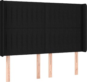 vidaXL Κρεβάτι Boxspring με Στρώμα &amp; LED Μαύρο 140x190 εκ. Υφασμάτινο