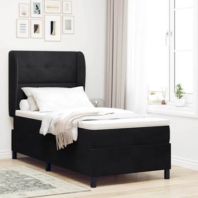 vidaXL Κρεβάτι με ελατήρια και στρώμα Μαύρο 100x200 cm Βελούδο