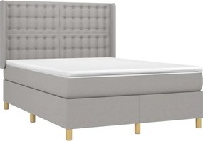 vidaXL Κρεβάτι Boxspring με Στρώμα &amp; LED Αν.Γκρι 140x190εκ. Υφασμάτινο