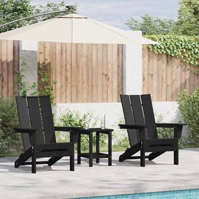 vidaXL Αναδιπλούμενες καρέκλες Adirondack , σετ 2 τεμ, Μαύρες, διαστάσεις 74.5x80.5x90 εκ, από HDPE