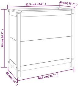 Ζαρντινιέρα Λευκή 82,5 x 40 x 78 εκ. από Μασίφ Ξύλο Πεύκου - Λευκό