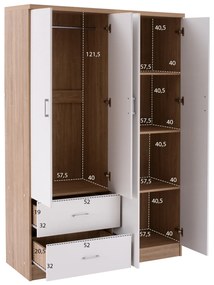 Ντουλάπα 4φυλλη Με 2 Συρτάρια Blakely Sonama Λευκή 120x42,5x180,5 Εκ.