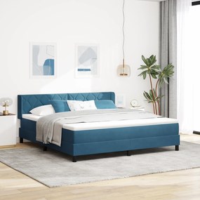 vidaXL Κρεβάτι Box Spring με Στρώμα Σκούρο Μπλε 180x200 εκ. Βελούδο