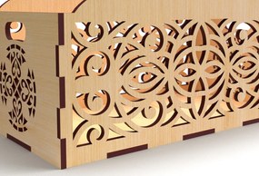 Σετ των 2 Intra απο ξύλο plywood  Χρώμα wenge 3mm-4mm πάχος - Διακοσμητικό κουτί δώρου Δίσκος κοπής με λέιζερ Δίασταση 15x15 cm INTRAFABR-93973061