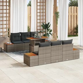 vidaXL Σετ Καναπέ Κήπου με αποθήκευση 7 pcs Γκρι Πολυ ράταν