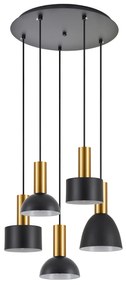 Φωτιστικό Οροφής  SE21-GM-4-5BL-MS123 ADEPT FLEX Gold Matt Pendant Black Metal Shade+ - 51W - 100W - 77-8941