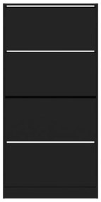 Παπουτσοθήκη με 4 Ανακλινόμενα Συρτάρια Μαύρη 80x21x163,5 εκ. - Μαύρο