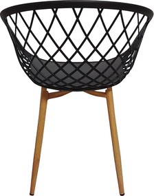 Πολυθρόνα Ezra pakoworld μαύρο pp-πόδι φυσικό μέταλλο 63x55x83εκ