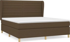 vidaXL Κρεβάτι Boxspring με Στρώμα Σκούρο Καφέ 180x200 εκ Υφασμάτινο