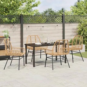 vidaXL Σέτ φαγητού για κήπο 5 pcs Καφέ συνθετικό ρατάν