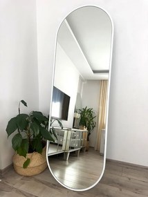 Stewehome Καθρέφτης Δαπέδου Μεταλλικός Οβάλ με Βάση για Σπίτι λευκό 180x60 cm