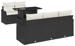 vidaXL Σετ καναπέ κήπου 6 τεμαχίων με μαξιλάρια Μαύρο Πολυρατάν