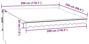 Τέντα Πτυσσόμενη Αυτόματη με LED Καφέ 300x250 εκ. - Καφέ