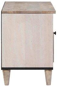 vidaXL Ντουλάπι TV με συρτάρι Λευκό 80 x 33 x 46 εκ Μασίφ ξύλο μάνγκο
