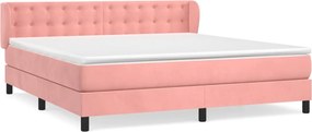 vidaXL Κρεβάτι Boxspring με Στρώμα Ροζ 160x200 εκ. Βελούδινο