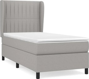 vidaXL Κρεβάτι Boxspring με Στρώμα Ανοιχτό Γκρι 100x200 εκ. Υφασμάτινο