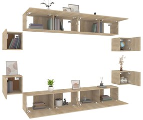 vidaXL Σετ Επίπλων Τηλεόρασης 8 Τεμαχίων Sonoma Δρυς Επεξ. Ξύλο