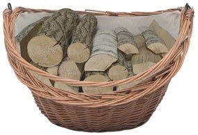 286988 Firewood Basket with Handle 60x44x55 cm Natural Willow - Καφέ