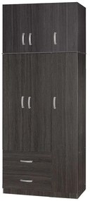 Ντουλάπα Τρίφυλλη Με Πατάρι Zelia 249-000047 90x42x240cm Wenge Three Door