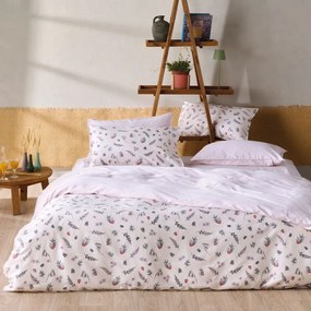 Παπλωματοθήκη Frutilla 14 (Σετ 3τμχ) White-Powder Pink Kentia Υπέρδιπλo 220x240cm 100% Βαμβακοσατέν
