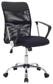 BF2401 Πολυθρόνα Γραφείου Medium, Βάση Χρώμιο, Ύφασμα & Mesh Απόχρωση Μαύρο 59x59x92/102cm