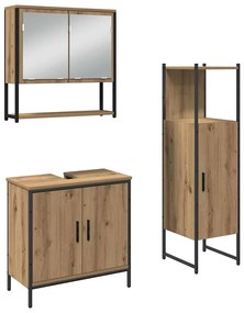 vidaXL Σετ Επίπλων Μπάνιου με αποθήκευση 3 pcs Καφέ 33 x 33 x 102.5 εκ