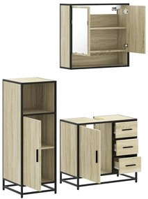 vidaXL Σετ Επίπλων Μπάνιου 3 Τεμαχίων Sonoma Δρυς Επεξεργασμένο Ξύλο