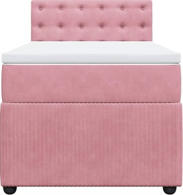 vidaXL Κρεβάτι Boxspring με Στρώμα Ροζ 100x200 εκ. Βελούδινο
