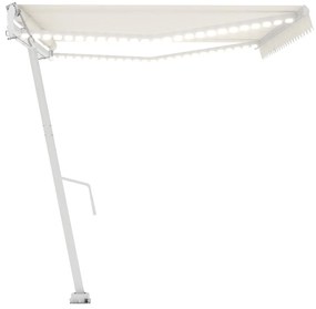 vidaXL Τέντα Αυτόματη με LED &amp; Αισθητήρα Ανέμου Κρεμ 500 x 300 εκ.