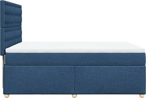 vidaXL Κρεβάτι Boxspring με Στρώμα Μπλε 160x200 εκ. Υφασμάτινο
