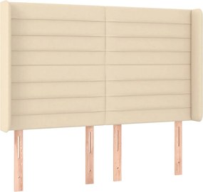 vidaXL Κρεβάτι Boxspring με Στρώμα &amp; LED Κρεμ 140x200 εκ. Υφασμάτινο