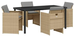 vidaXL Σέτ φαγητού για κήπο 5 pcs Μπεζ συνθετικό ρατάν