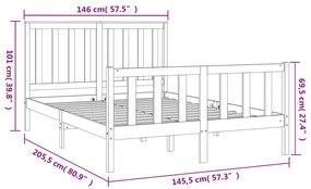 Σκελετός Κρεβατιού Χωρίς Στρώμα 140x200 εκ Μασίφ Ξύλο Πεύκου - Καφέ