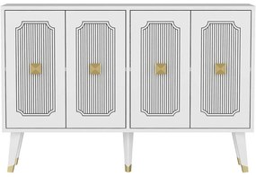 Μπουφές Derasi 327ODS1231 120x30x80cm White-Gold Μοριοσανίδα, Μελαμίνη