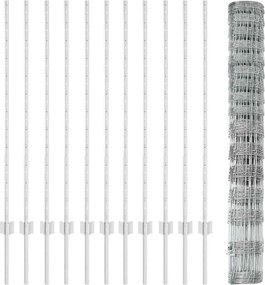 vidaXL Εξωτερική άγρια περίφραξη με στήλες 25 x 1,2 μ Ασημί Δίχτυ