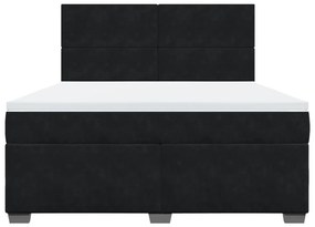 Κρεβάτι Boxspring με Στρώμα Μαύρο 180x200 εκ. Βελούδινο - Μαύρο