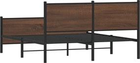 vidaXL Σκελετός Κρεβ. Χωρίς Στρώμα Καφέ Δρυς 150x200 εκ. Μεταλλικό