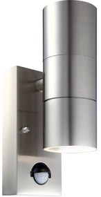 Απλίκα Φωτιστικό Τοίχου Σποτ 2xGU10 LED 4,9W Ασημί IP44 Ανιχνευτής Κίνησης Up Down Style 3201-2SL Globo Lighting-3201-2SL-Ασημί 3201-2SL