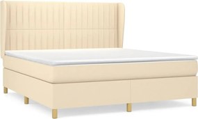 vidaXL Κρεβάτι Boxspring με Στρώμα Κρεμ 160x200 εκ. Υφασμάτινο