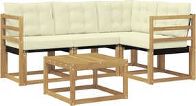 vidaXL Σειρά Καναπέ Εξωτερικού με μαξιλάρι 5 pcs Λευκό και Κρεμ