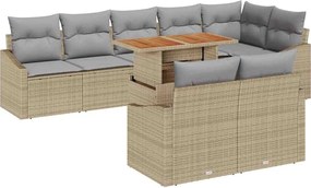 vidaXL Σετ Καναπέ Κήπου με αποθήκευση 9 pcs Μπεζ Πολυ ράταν