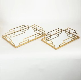 S/2 ΔΙΣΚΟI ΜΕΤΑΛΛΙΚΟΙ ΜΕ ΚΑΘΡΕΦΤΗ ΧΡΥΣΟΙ 35x25x5 / 30.5x20.5x5cm|752-16015