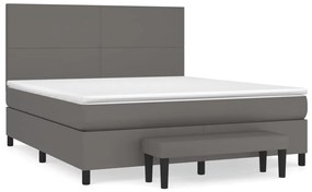 Κρεβάτι Boxspring με Στρώμα Γκρι 180x200 εκ. Συνθετικό Δέρμα - Γκρι