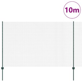 vidaXL Συρματόπλεγμα  με 5 U Στυλίδια Πράσινο 1.5x10 μ Χάλυβας