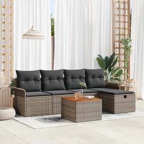 vidaXL Σετ Καναπέ Κήπου με μαξιλάρι 6 pcs Γκρι Πολυ ράταν