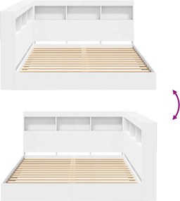 vidaXL Κρεβάτι Βιβλιοθήκης Λευκό 140 x 200 cm Επεξεργασμένο Ξύλο