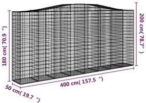 vidaXL Συρματοκιβώτια Τοξωτά 4 τεμ. 400x50x180/200 εκ. Γαλβαν. Ατσάλι