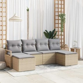 vidaXL Σετ Καναπέ Κήπου με μαξιλάρι 6 pcs Μπεζ, Ανοιχτό Γκρι