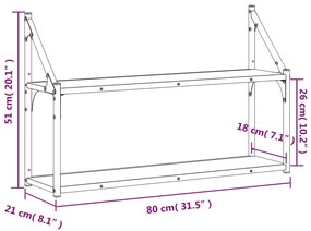 Ραφιέρα Τοίχου με 2 Ράφια Sonoma Δρυς 80x21x51 εκ Επεξεργ. Ξύλο - Καφέ