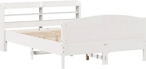 vidaXL Σκελετός Κρεβ. Χωρίς Στρώμα Λευκό 135x190 εκ Μασίφ Πεύκο